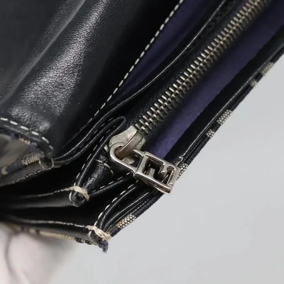 Authentic Vintage Fendi Zucchino Canvas Long Wallet - Navy & Beige - EUC - Picture 13 of 15